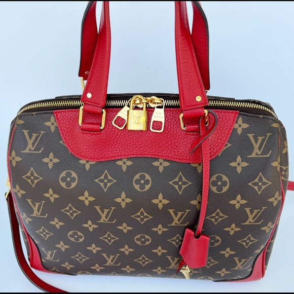 Authentic✅Louis Vuitton Retiro Monogram Red Satchel Duffle Crossbody Canvas - Picture 4 of 14